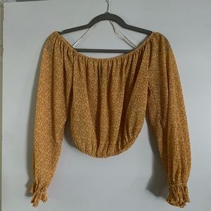 Burnt yellow, floral Forever 21 top. Size medium